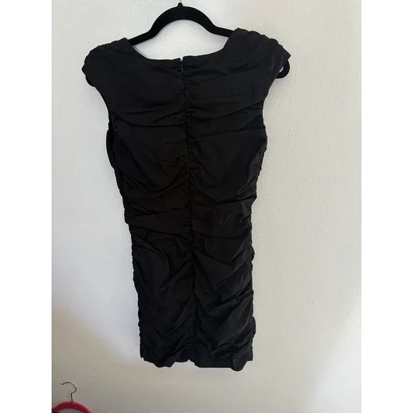 The Limited Womens Black Ruched Bodycon Mini Dress V-Neck Cap Sleeve Size Small - Picture 3 of 3